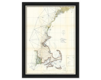 NEW ENGLAND COAST  1855 Nautical Chart