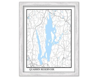 QUABBIN RESERVOIR, Massachusetts - Contemporary Map Poster