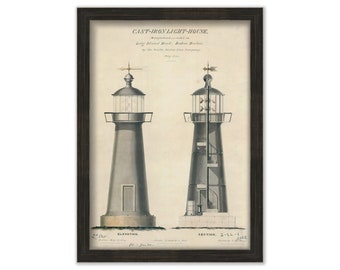 LONG ISLAND HEAD Lighthouse, Boston, Massachusetts  - Drawing and Plan 1844