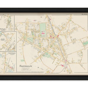 Village of FRANKLIN, Massachusetts 1888 Map