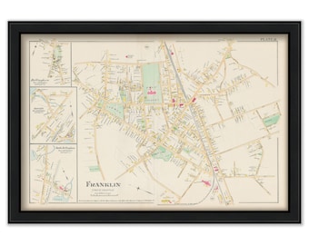 Village of FRANKLIN, Massachusetts 1888 Map