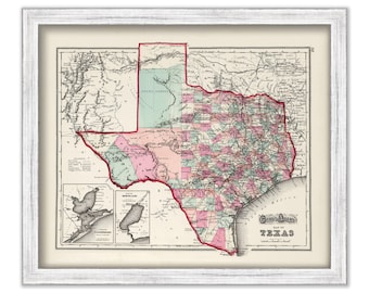 STATE of TEXAS - 1873 Map