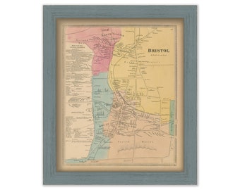 BRISTOL Village, Connecticut, 1869 Map, Replica or GENUINE ORIGINAL