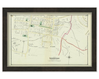 City of NEWTON, NEWTONVILLE, Massachusetts 1874 Map