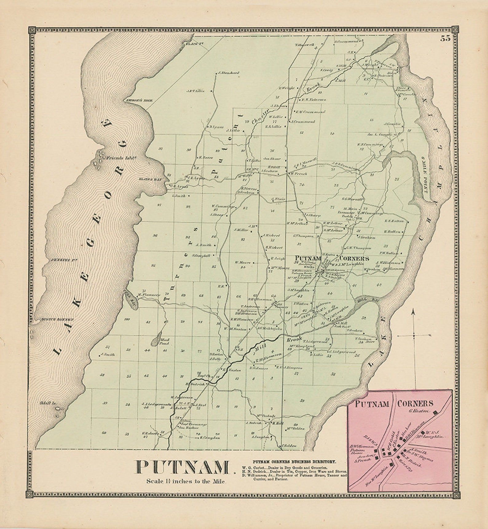 Town of PUTNAM New York 1866 Map Etsy