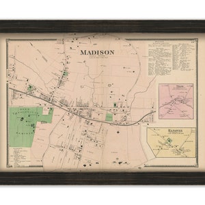 Village of MADISON, Morris County, New Jersey 1868 - Replica or Genuine Original Map