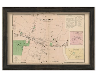 Village of MADISON, Morris County, New Jersey 1868 - Replica or Genuine Original Map