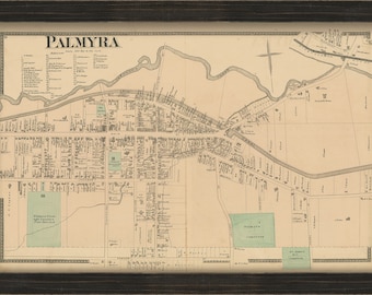 Village of PALMYRA, New York 1874 Map, Replica and GENUINE ORIGINAL