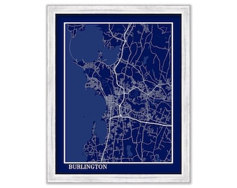 BURLINGTON, Vermont - Contemporary Map Poster Blueprint