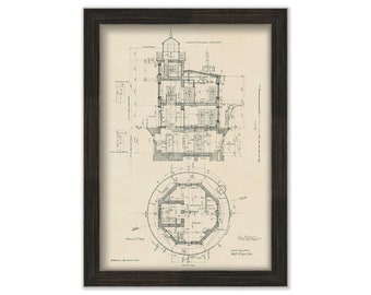 WOLF TRAP LIGHTHOUSE, Chesapeake Bay, Virginia  -  Drawing and Plan of the Lighthouse as it was in 1893.