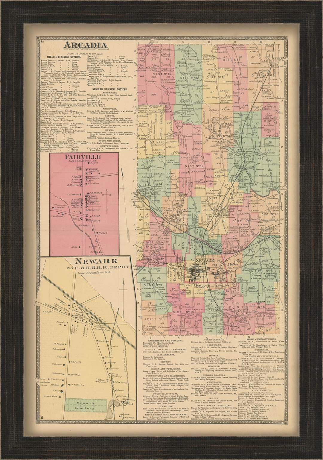 Town of ARCADIA, New York 1874 Map, Replica and GENUINE ORIGINAL Etsy
