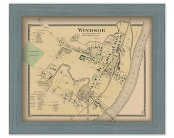 WINDSOR VILLAGE, Windsor County, Vermont 1869 Map - Replica or Genuine ORIGINAL