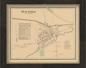 Village of MACEDON, New York 1874 Map, Replica and GENUINE ORIGINAL