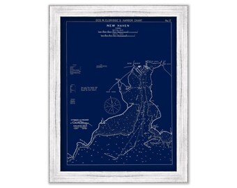 New Haven, Connecticut - Blue Print - Nautical Chart by George W. Eldridge 1901