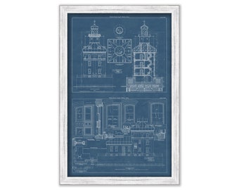 TOLEDO HARBOR LIGHTHOUSE, Toledo, Ohio  - Blueprint Drawing of the Lighthouse as it was in 1899.