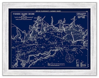 Fishers Island Sound - Blue Print - Nautical Chart by George W. Eldridge 1901