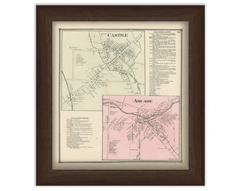 Villages of CASTILE and ARCADE, Wyoming County, New York 1866 Map