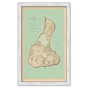 BLOCK ISLAND, Rhode Island - 1887 Nautical Chart - Colored Version