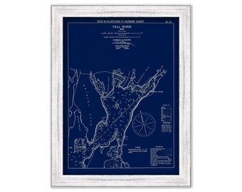 Fall River, Massachusetts - Blue Print - Nautical Chart by George W. Eldridge 1901