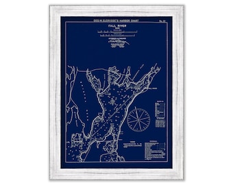 Fall River, Massachusetts - Blue Print - Nautical Chart by George W. Eldridge 1901