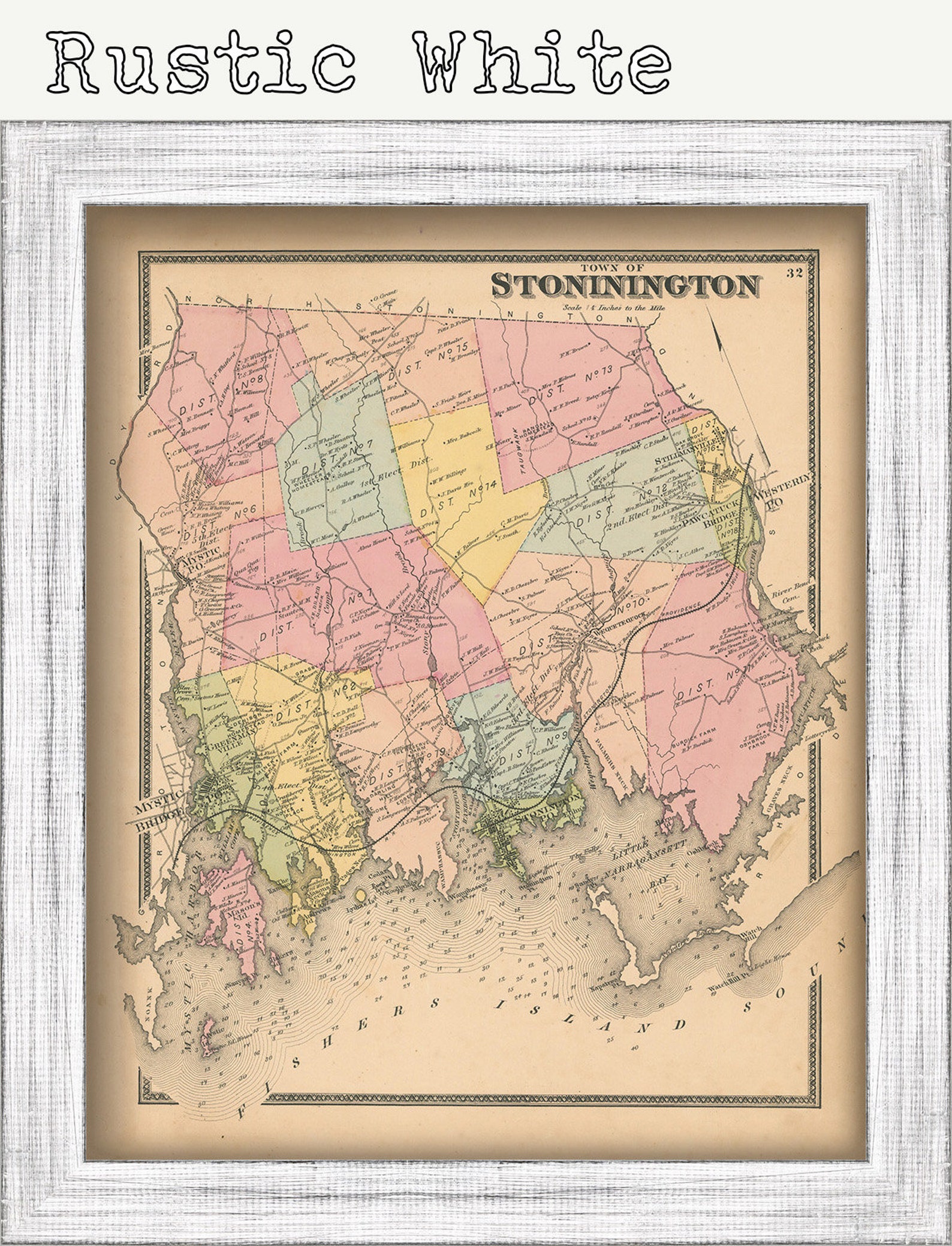 STONINGTON Connecticut 1868 Map Etsy UK