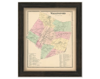 WALLINGFORD, Connecticut, 1868 Map, Replica or Genuine Original