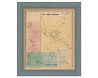 South GLASTONBURY, Hartford County, Connecticut, 1869 Map, Replica or GENUINE ORIGINAL