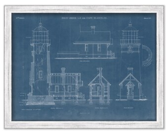 CAPE BLANCO LIGHTHOUSE, Oregon - Blueprint Drawing and Plan of the Lighthouse as it was in 1869.
