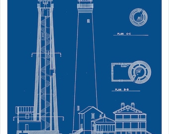 PENSACOLA LIGHTHOUSE, Florida  - Drawing and Plan of the Lighthouse as it was in 1863