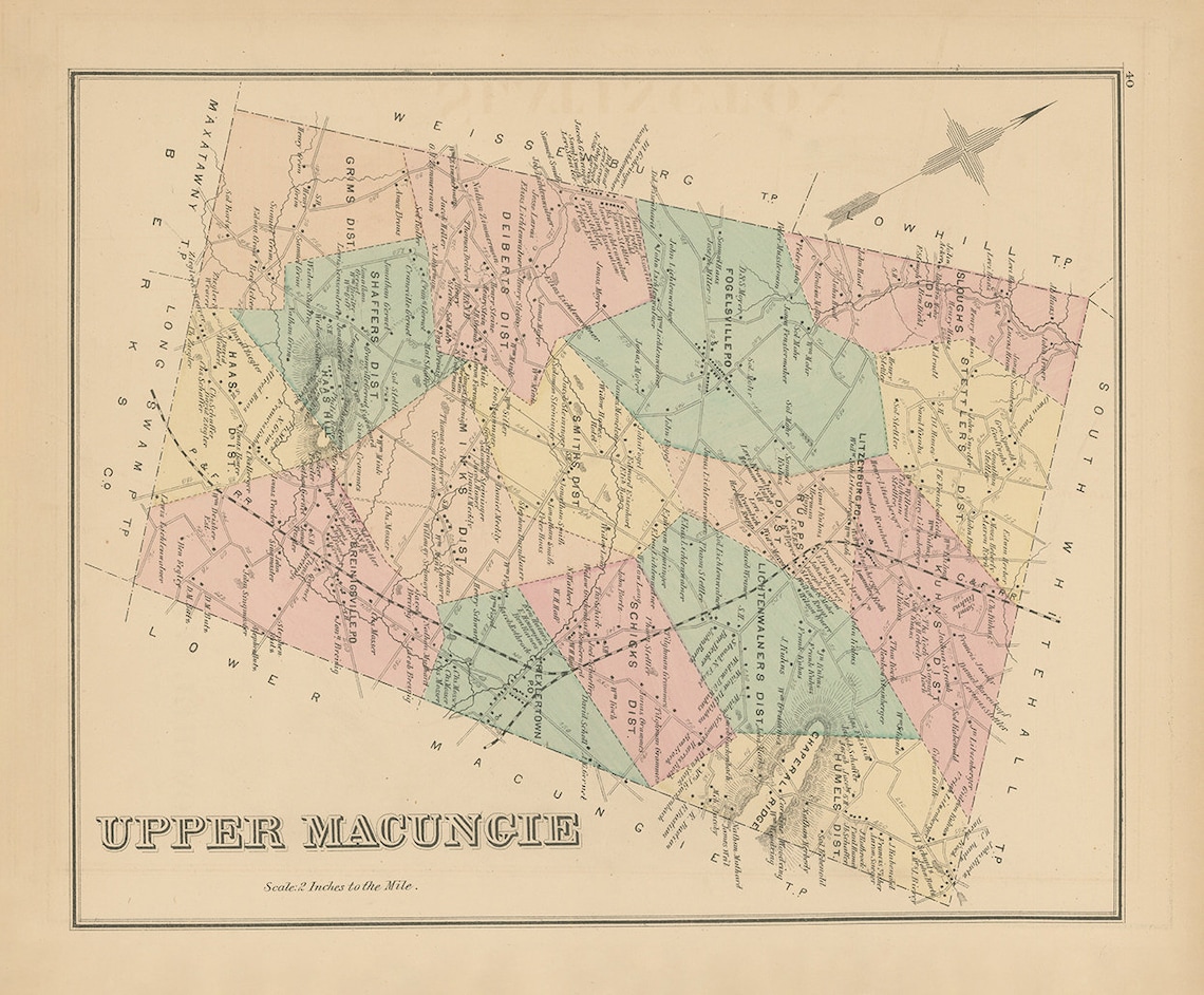 UPPER MACUNGIE Pennsylvania 1876 Map Replica or Genuine Etsy