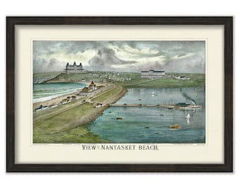 Nantasket Beach Birds Eye View 1879 Colored Reproduction