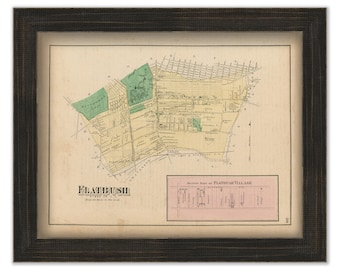 Flatbush, Brooklyn, New York 1873 Map, Replica and GENUINE ORIGINAL