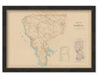 BERKLEY, Massachusetts 1895 Map - Replica or GENUINE Original