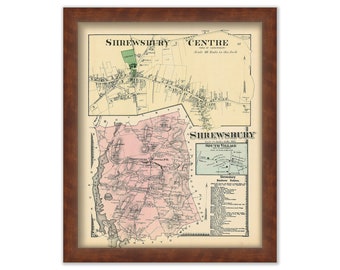 Town of SHREWSBURY, Massachusetts 1870 Map