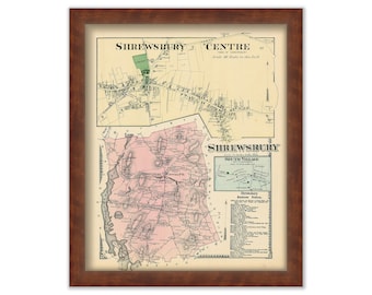 Town of SHREWSBURY, Massachusetts 1870 Map