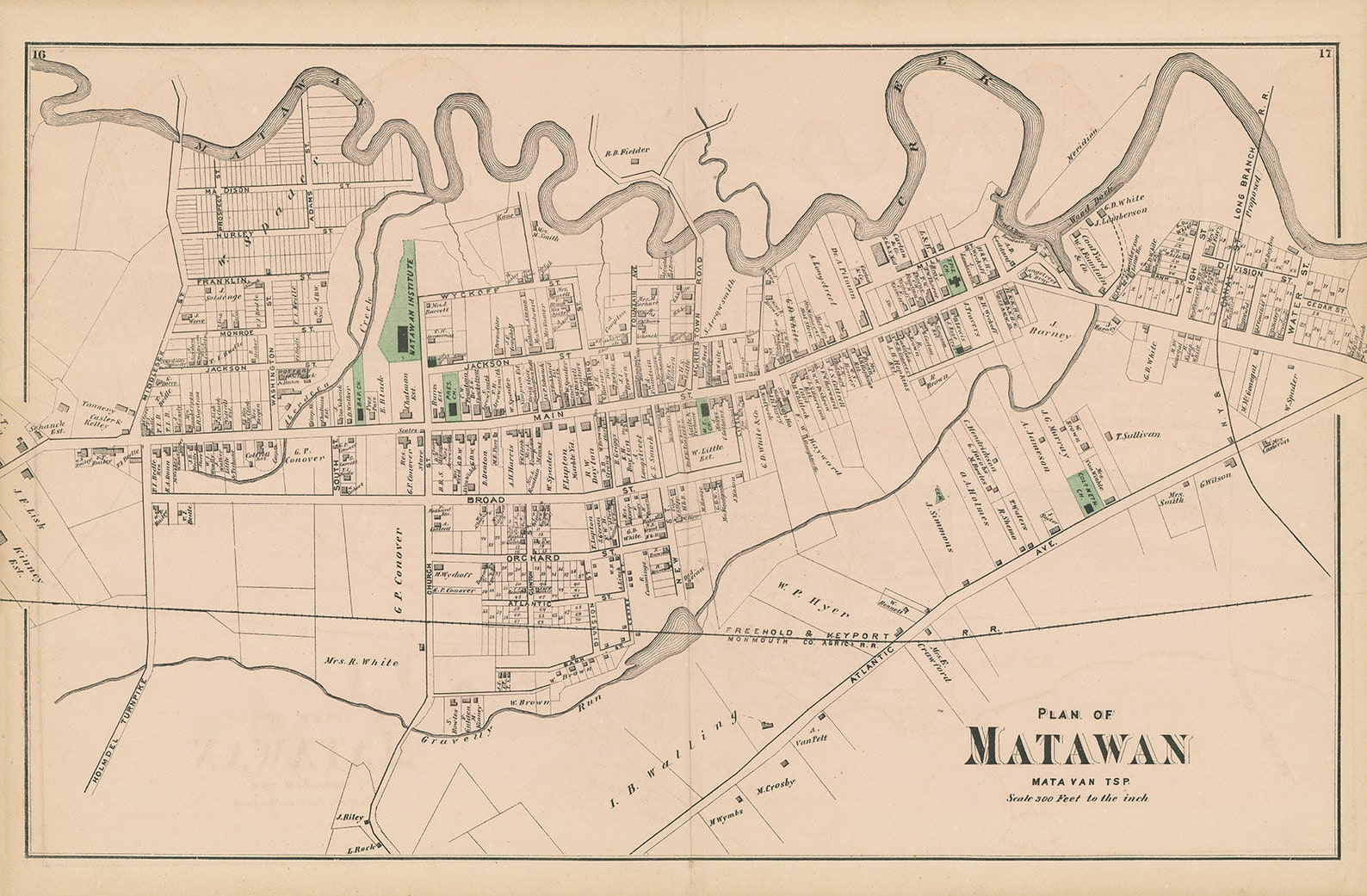 MATAWAN New Jersey 1873 Map Replica or Genuine ORIGINAL Etsy