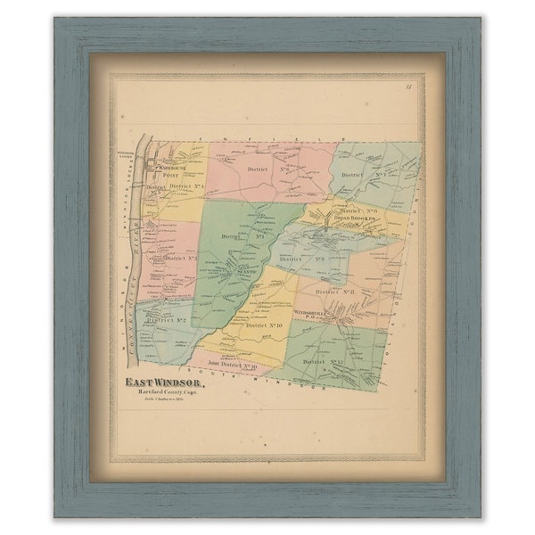 East Windsor, Hartford County, Connecticut, 1869 Map, Replica or GENUINE ORIGINAL