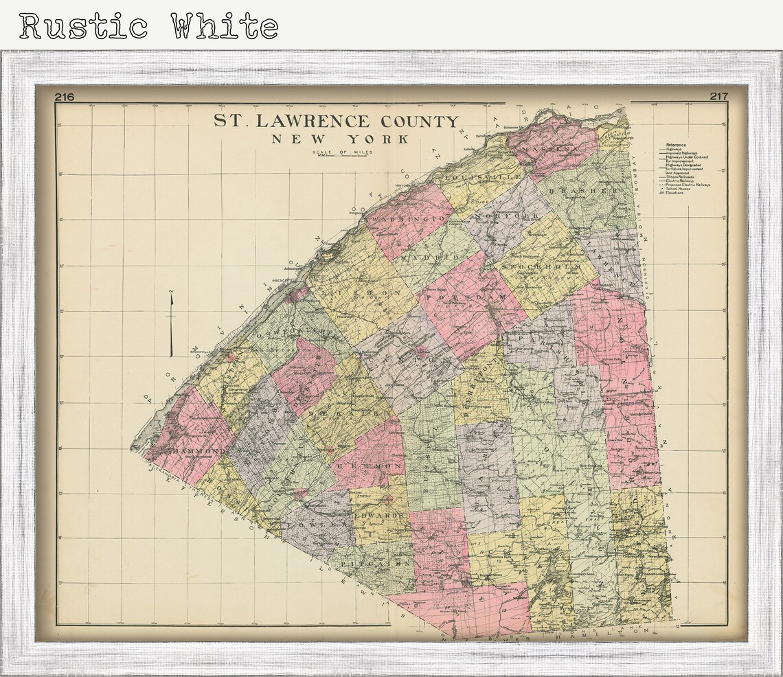 Saint Lawrence County New York 1912 Map Replica or GENUINE Etsy