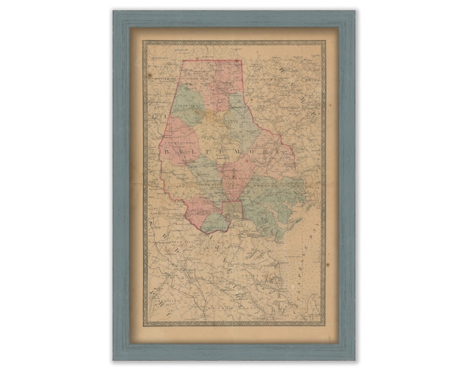 BALTIMORE COUNTY, Maryland 1866 Map, Replica or Genuine Original