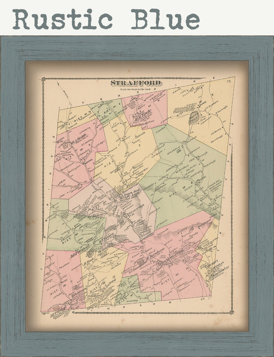STRAFFORD Vermont 1877 Map Replica or Genuine ORIGINAL Etsy