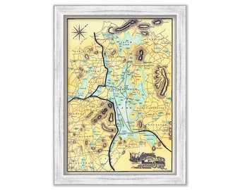 LAKE WINNIPESAUKEE and Squam Lake, New Hampshire 1900 Map