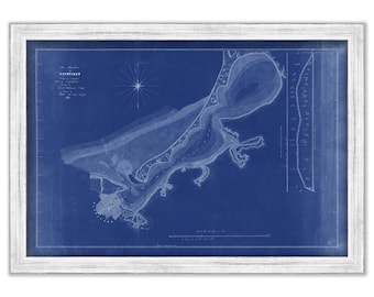 NANTUCKET HARBOR, Massachusetts  -  1828 Blueprint Map