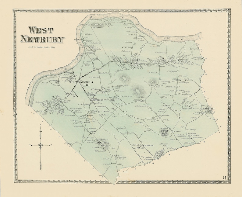WEST NEWBURY Massachusetts 1872 Map Replica or Genuine Etsy