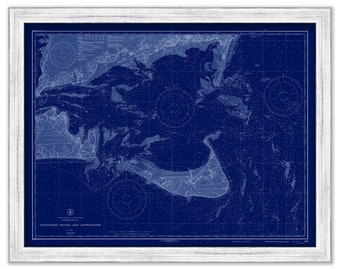 NANTUCKET SOUND & APPROACHES, Massachusetts - 1933 Nautical Chart Blueprint