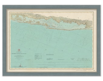 Great South Bay & Fire Island - Long Island, NY  - Colored Nautical Chart