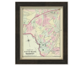 City of NEWTON, UPPER FALLS, Massachusetts 1874 Map