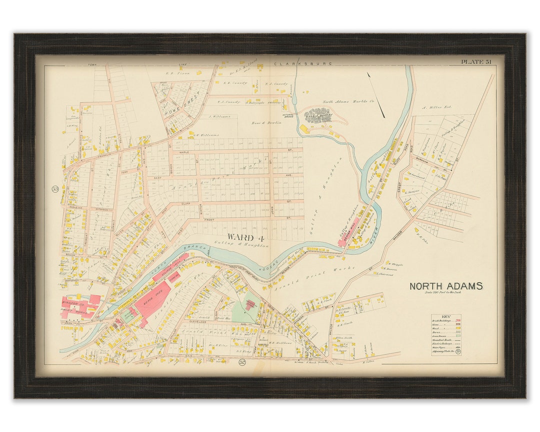 Village of NORTH ADAMS, Massachusetts 1904 Map - Replica or Genuine ...