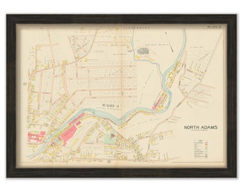 Village of NORTH ADAMS, Massachusetts 1904 Map - Replica or Genuine Original