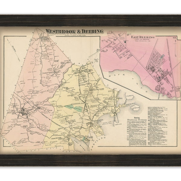 WESTBROOK and DEERING, Maine 1871 Map, Replica or Genuine ORIGINAL