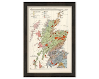Map of Scotland - 1867 Geological Map